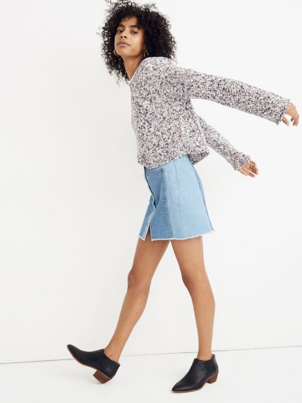 Madewell Brownstone Flecked Cropped Pullover Sweater in Marled Confetti - Picture 4 of 7